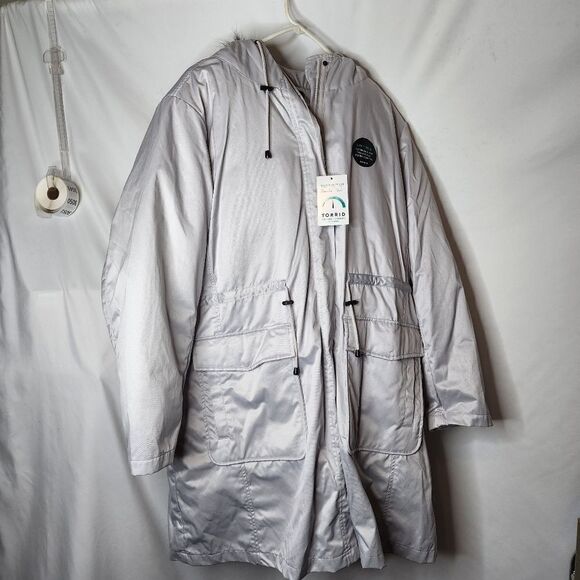 6X 30W Torrid Grey 3 in 1 Twill Parka Faux Fur Hood coat jacket Convertible, rem - Picture 3 of 14